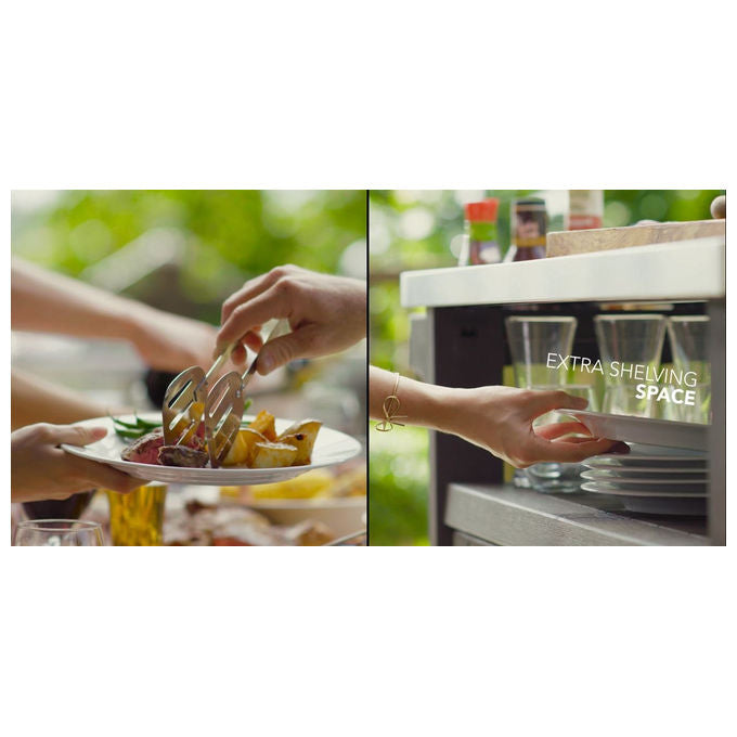 Keter 230850 Unity Tavolino da Esterno per Barbecue Piano Acciaio Inox 304 con Ruote 70x54x90 cm colore Grafite