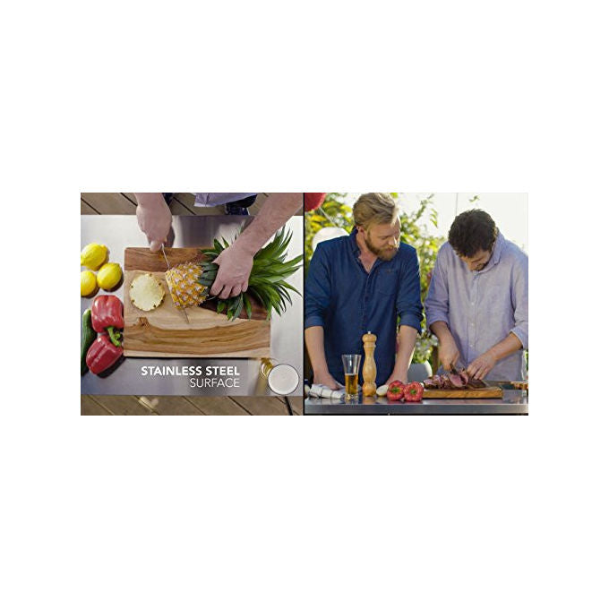 Keter 230850 Unity Tavolino da Esterno per Barbecue Piano Acciaio Inox 304 con Ruote 70x54x90 cm colore Grafite