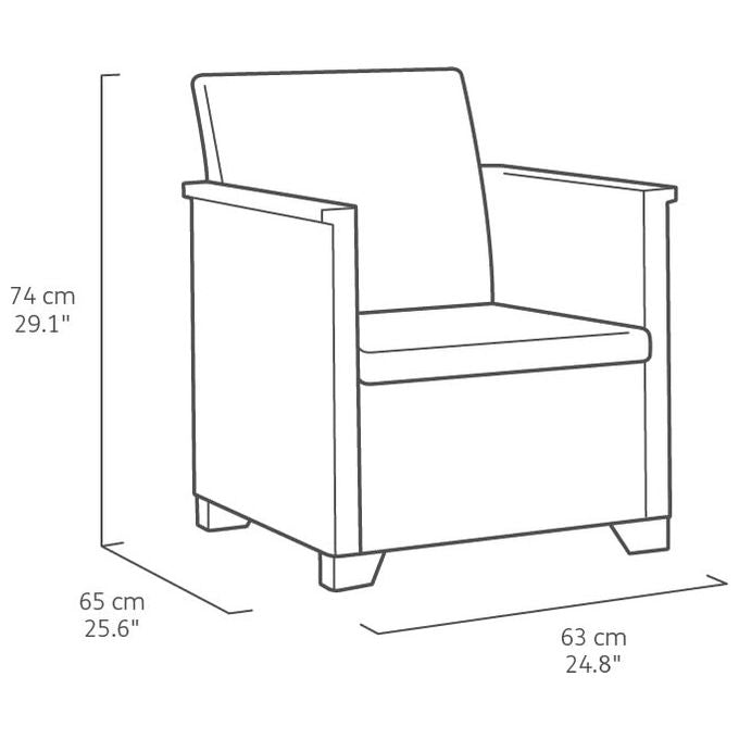 Keter Emma Set da Balcone Rattan Grafite Tavolino e Due Sedie con Cuscini