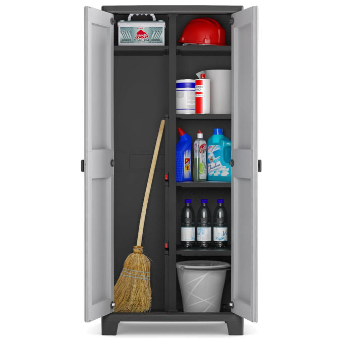 Keter 9761000 Titan Multispace Armadio Portascope da Esterno 8 Ripiani Regolabili 15 Kg IPX3 80x44x182 cm colore Grigio Nero