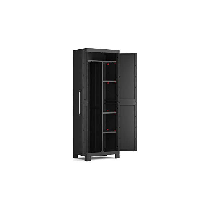 Keter Armadio Portascope Nero in Resina 65x45x182 cm 3 Ripiani Regolabili