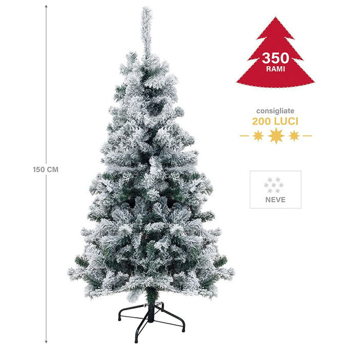 Galileo Casa 2197016 Sestriere Albero di Natale Artificiale Effetto Neve PVC 350 Rami 150 cm colore Verde
