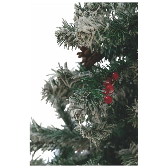 Albero di Natale Galileo Casa Sestriere 210 cm Verde Innevato con Pigne e Bacche