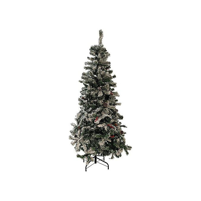 Albero Di Natale Sestriere 180cm 500 Rami con Neve Pigne e Bacche