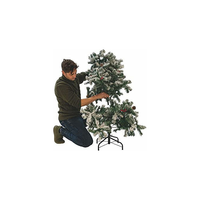Albero Di Natale Sestriere 180cm 500 Rami con Neve Pigne e Bacche