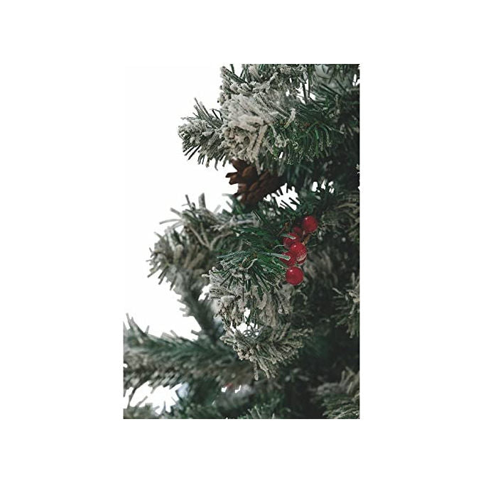 Albero Di Natale Sestriere 180cm 500 Rami con Neve Pigne e Bacche
