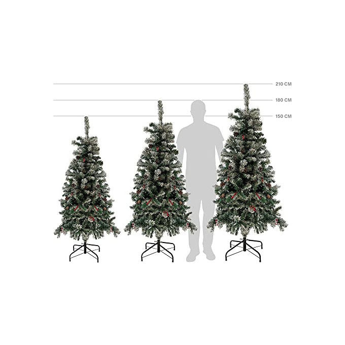 Albero Di Natale Sestriere 180cm 500 Rami con Neve Pigne e Bacche