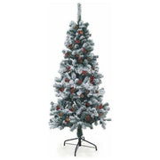 Albero Di Natale Sestriere 150 cm con Neve, Pigne e Bacche - 350 Rami