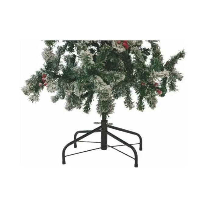 Albero Di Natale Sestriere 150 cm con Neve, Pigne e Bacche - 350 Rami