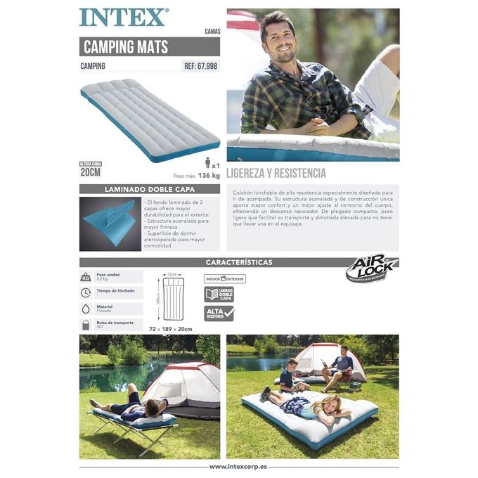Intex Materasso Camping Laminato 189x72cm