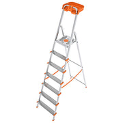 Colombo New Scal S108A07P Attica Scala pieghevole 7 gradini Alluminio 150 Kg vassoio portautensili piedini antiscivolo EN131 colore Arancione
