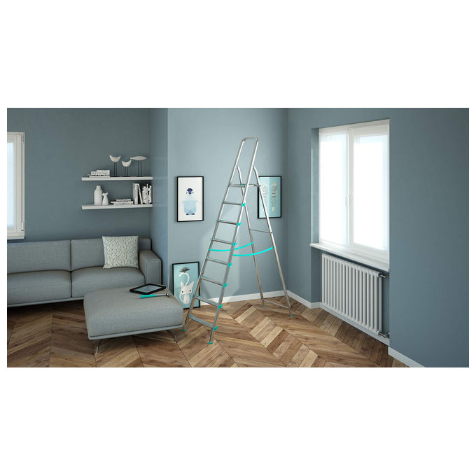 Colombo Scala Libellula 8 Gradini in Alluminio Antiscivolo Portata Massima 150kg Certificazione EN131 Made in Italy