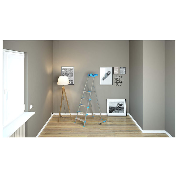 Colombo New Scal S112A05P Atlantica Scala con Gradini 5 Gradini Alluminio Antiscivolo 150 Kg EN131 Made in Italy colore Blu