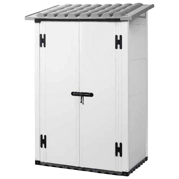 Garofalo V48.05.004 Urban 100 Casetta da Giardino in PVC Porta Doppia Pavimento WPC 122x82x201 cm colore Grigio