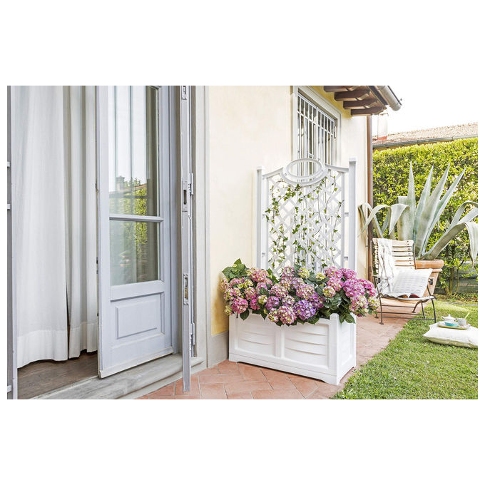 BAMA Fioriera Separe' con Spalliera Bianca 80x42,5x150H per Abbellire e Separare Spazi Esterni in Giardino