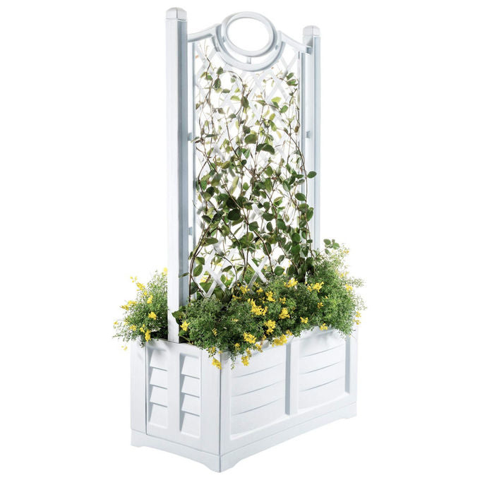 BAMA Fioriera Separe' con Spalliera Bianca 80x42,5x150H per Abbellire e Separare Spazi Esterni in Giardino