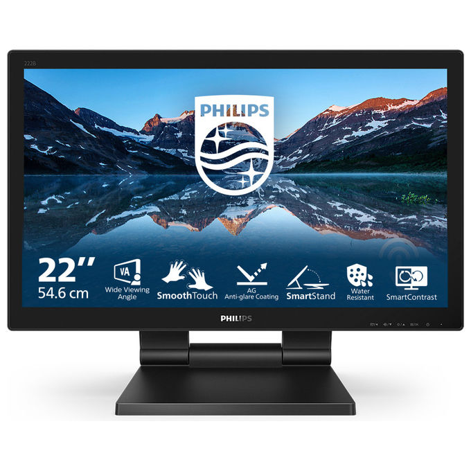 Philips 222B9TA-00 B Line Monitor PC Touchscreen 21.5'' Full HD VA 10 Punti Touch IP65 Hub USB 3.2 colore Nero