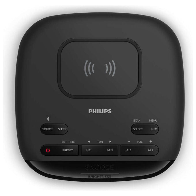 Philips TAR7705-10 Radiosveglia, DAB+, Bluetooth, Caricatore Wireless, LCD, Nero