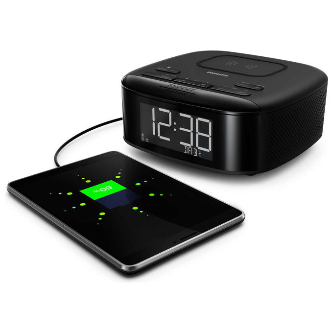 Philips TAR7705-10 Radiosveglia, DAB+, Bluetooth, Caricatore Wireless, LCD, Nero
