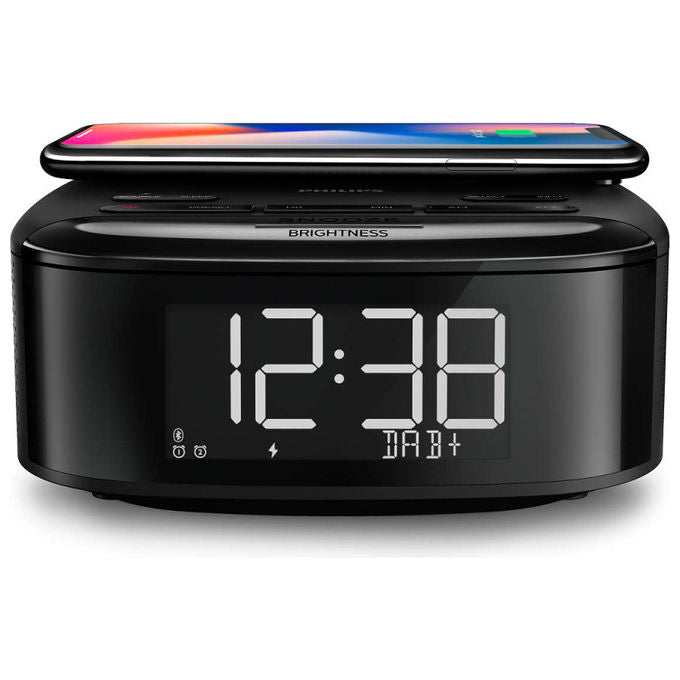 Philips TAR7705-10 Radiosveglia, DAB+, Bluetooth, Caricatore Wireless, LCD, Nero