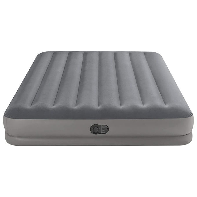 Intex Materasso Gonfiabile Matrimoniale, Grigio, Pompa Integrata, 203x152x30cm