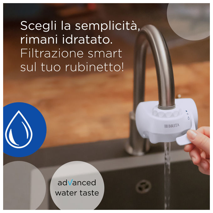 Brita ON TAP V, Filtro Acqua Rubinetto, Bianco, 4 Stadi, 600L, Rimuove Metalli