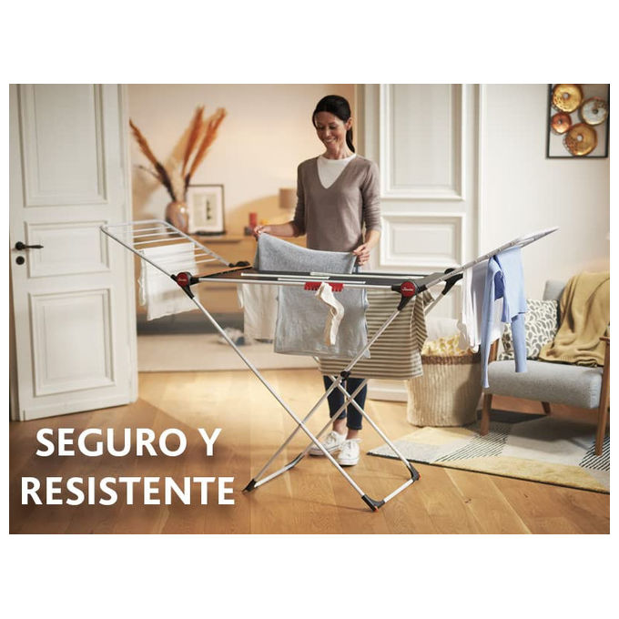 Vileda, Stendibiancheria Pieghevole Soft Care, Acciaio, Bianco e Grigio, 19 m