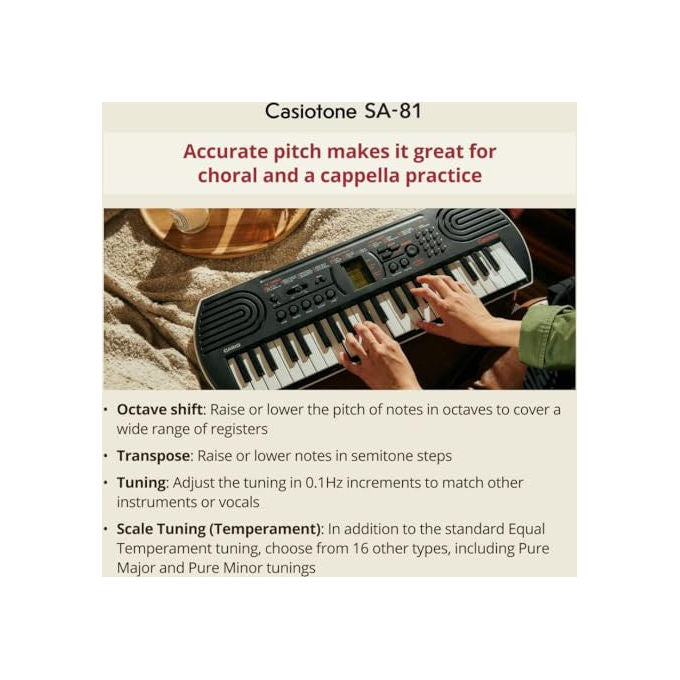 Casio Tastiera SA-81, 44 Mini Tasti, Nero, per Bambini e Principianti, Portatile