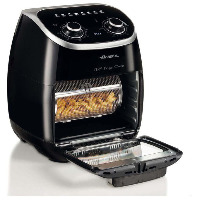 Ariete 4619 Air Fryer Oven - Friggitrice ad Aria e forno elettrico con cestello rotante 11 Lt. Funzione girarrosto ed essicatore 2000W 8 Programmi Nero