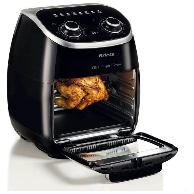 Ariete 4619 Air Fryer Oven - Friggitrice ad Aria e forno elettrico con cestello rotante 11 Lt. Funzione girarrosto ed essicatore 2000W 8 Programmi Nero