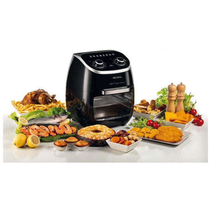 Ariete 4619 Air Fryer Oven - Friggitrice ad Aria e forno elettrico con cestello rotante 11 Lt. Funzione girarrosto ed essicatore 2000W 8 Programmi Nero