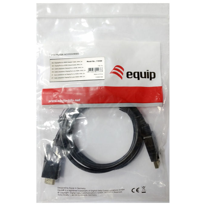 Equip Cavo Adattatore DisplayPort a HDMI 3m Nero 10,2 Gbit-s per PC e Monitor