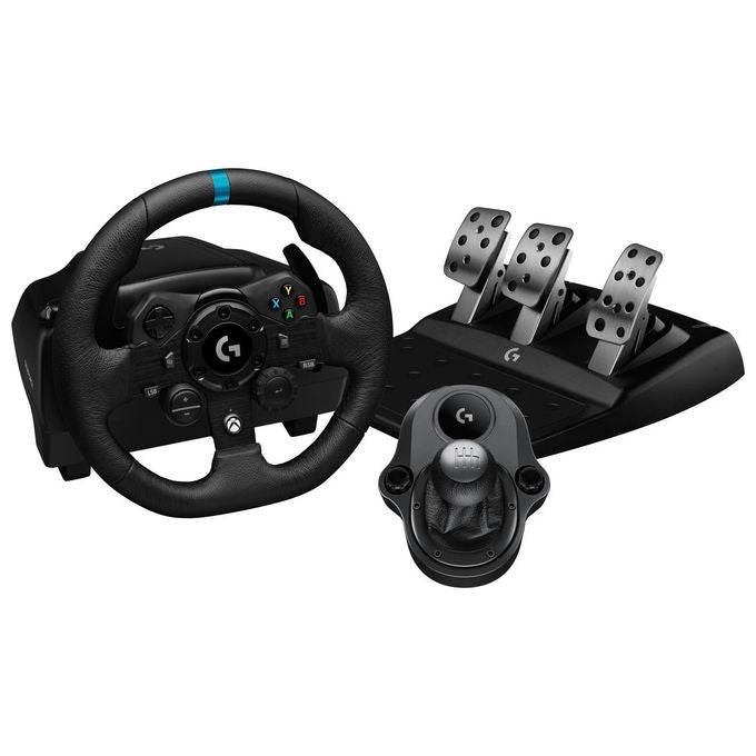 Logitech G G923 SE Kit da Corsa per Xbox, Volante in Pelle, Pedali e Cambio, Nero