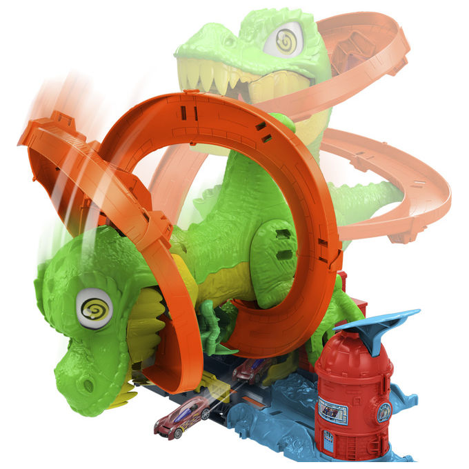 Hot Wheels JBM73 City T-Rex Battaglia Infuocata Playset Pista con Dinosauro e Camion Pompieri Die-Cast 1:64 4+ Anni colore Multicolore