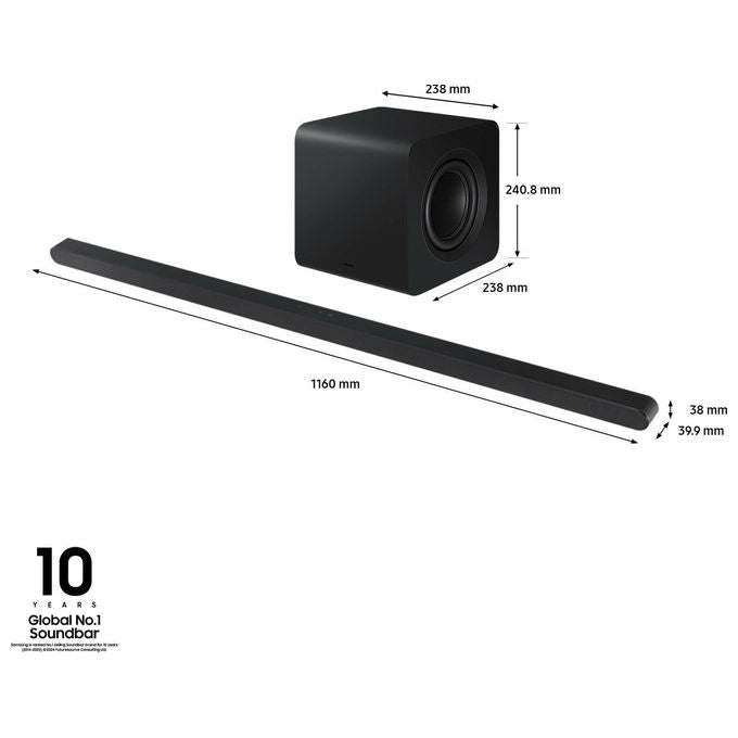 Samsung Soundbar HW-S800D, 3.1.2 Canali, Dolby Atmos, Subwoofer Wireless, Titan Black