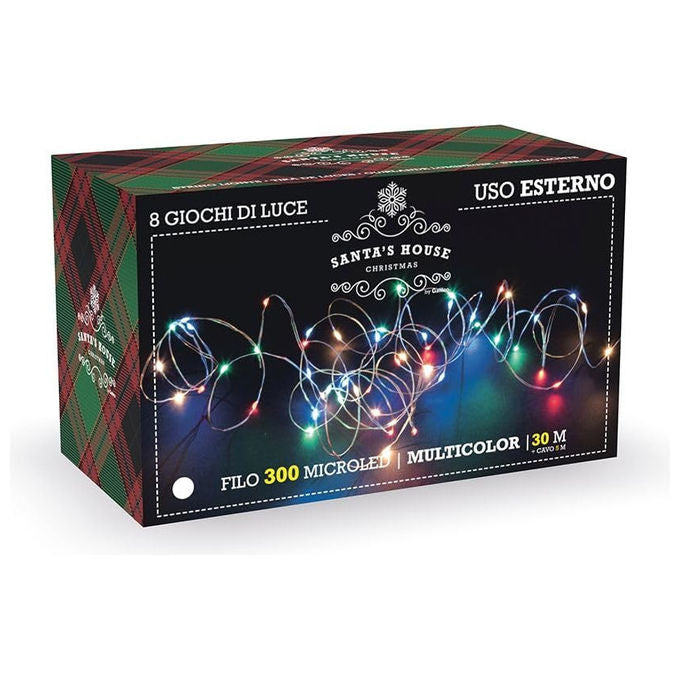 Galileo Casa, Filo di Luci Natalizie, 300 Microled Multicolor, 35 m, Per Interno-Esterno