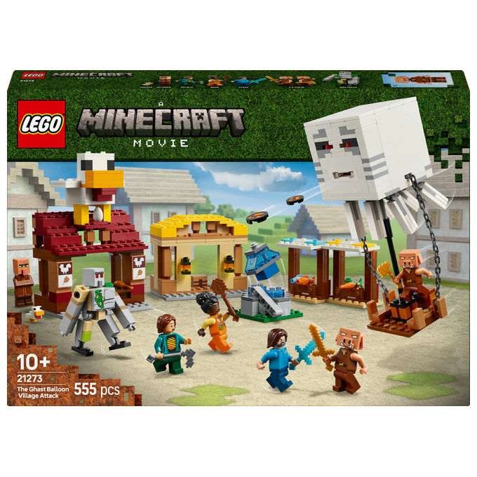 LEGO Minecraft 21273 Attacco al Villaggio del Ghastpallone Set Costruzione 555 Pezzi