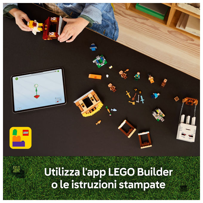 LEGO Minecraft 21273 Attacco al Villaggio del Ghastpallone Set Costruzione 555 Pezzi