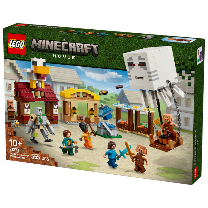 LEGO Minecraft 21273 Attacco al Villaggio del Ghastpallone Set Costruzione 555 Pezzi