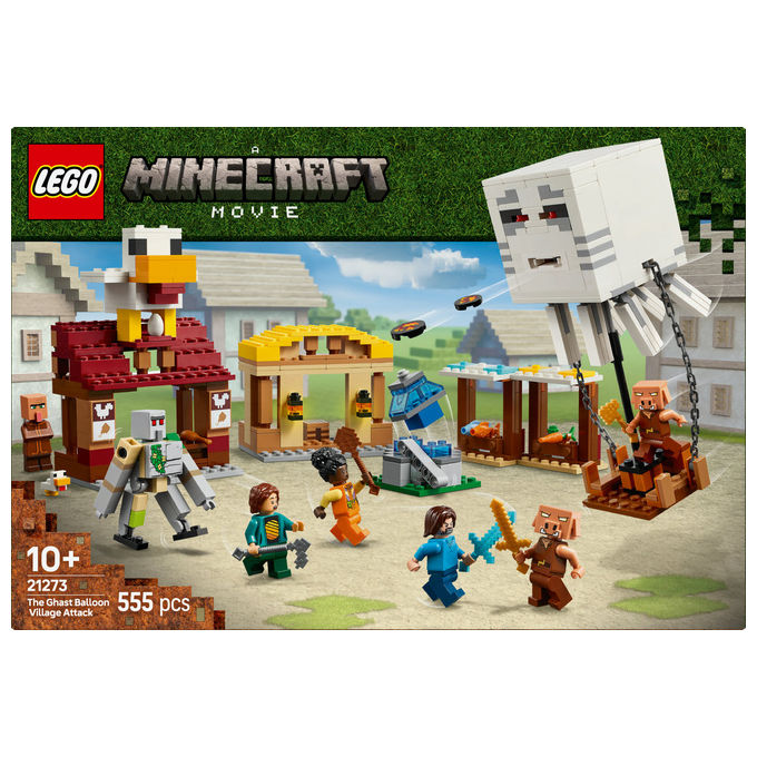 LEGO Minecraft 21273 Attacco al Villaggio del Ghastpallone Set Costruzione 555 Pezzi