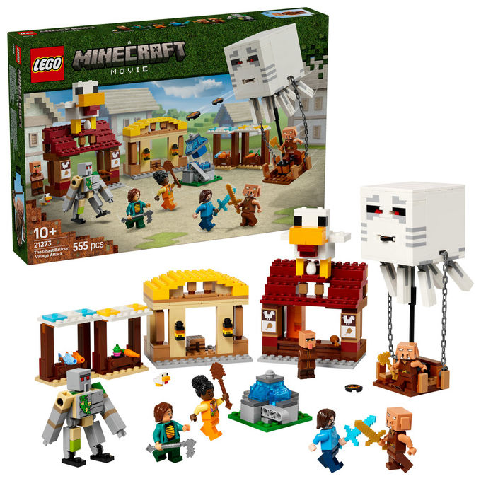 LEGO Minecraft 21273 Attacco al Villaggio del Ghastpallone Set Costruzione 555 Pezzi
