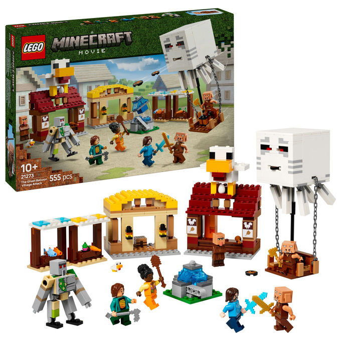 LEGO Minecraft 21273 Attacco al Villaggio del Ghastpallone Set Costruzione 555 Pezzi