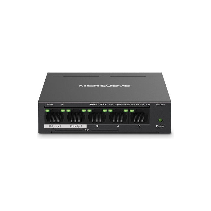 Mercusys MS105GP Switch di Rete 5 Porte Gigabit PoE+ Nero