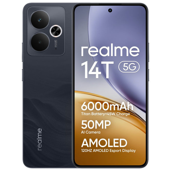 Realme 14T Smartphone 5G 6.67'' 8GB 256GB Nero Android 15 Fotocamera 50MP