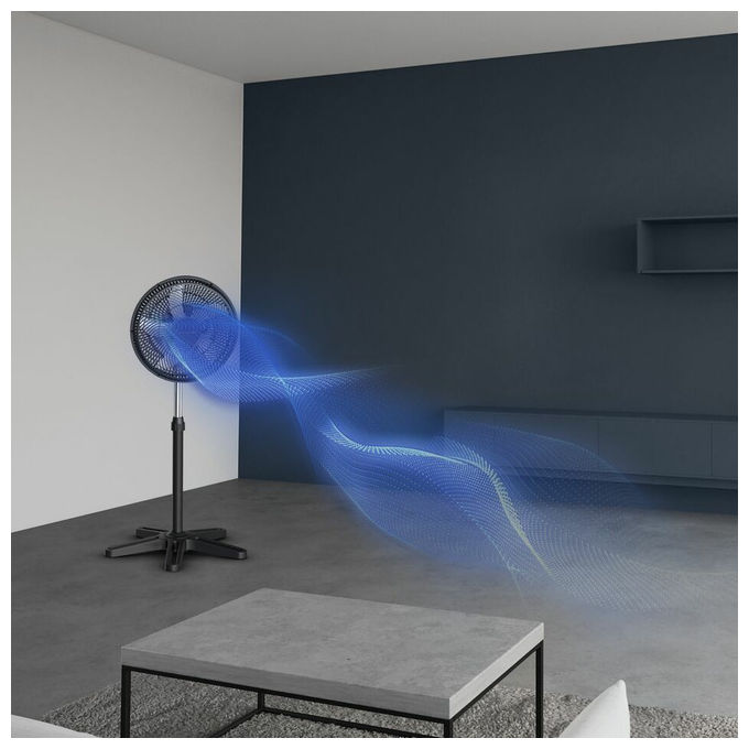Rowenta Turbo Essential VU3110F0 Ventilatore a Pavimento Nero 40 cm 3 Velocita'
