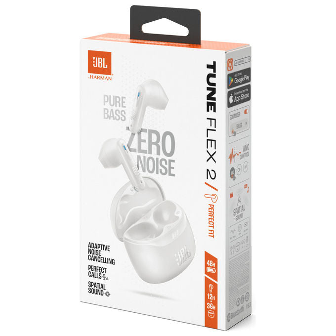 JBL Tune Flex 2 Auricolari Bluetooth TWS In-ear Bianchi con Cancellazione Rumore IP54