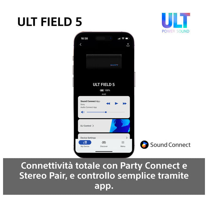 Sony Ult Field 5 Altoparlante Portatile Stereo Wireless Bianco Resistente all'Acqua