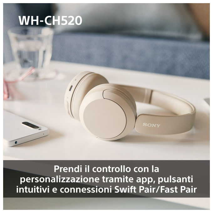 Sony WHCH520Y Cuffie Wireless Bluetooth Gialle 40h Autonomia Musica e Chiamate