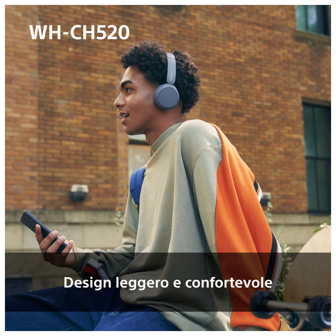 Sony WHCH520Y Cuffie Wireless Bluetooth Gialle 40h Autonomia Musica e Chiamate
