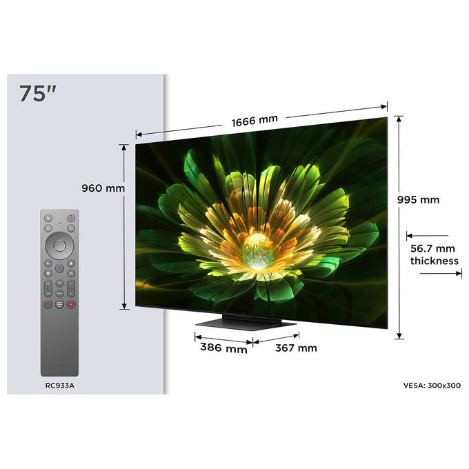 TCL C79K Smart TV 75'' 4K QD-Mini LED Google TV Dolby Vision IQ e Dolby Atmos